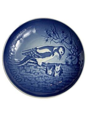 Vintage Copenhagen Porcelain Blue And White Mother’s Day Plate 1980